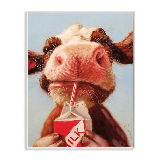 Stupell Industries Baby Cow Milk Box Carton Farm Portrait Wall Plaque